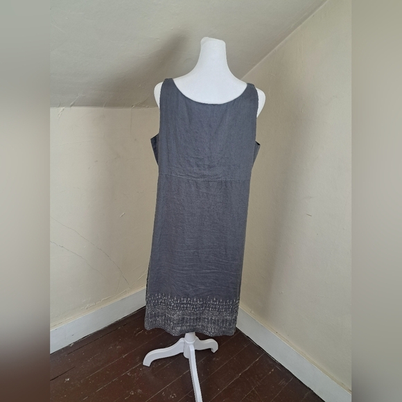 Eileen Fisher Organic Linen Gray Sequin Tank Dress Size 10 - Picture 7 of 15